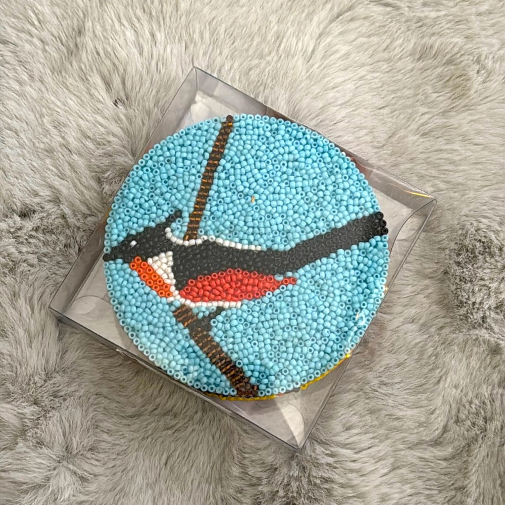 Anthropologie 'Nametag' - Set of 4 Beaded Bird Coasters - New in Box